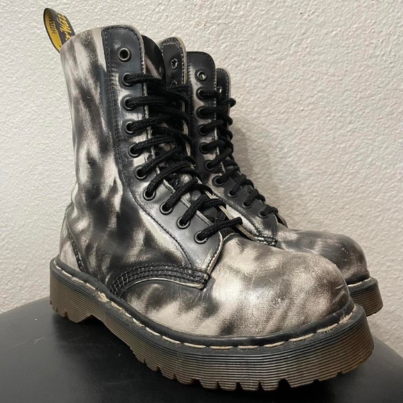 Dr. Martens Black and White Leather Boots